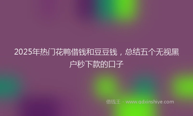 2025年热门花鸭借钱和豆豆钱，总结五个无视黑户秒下款的口子