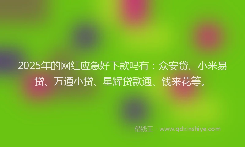 2025年的网红应急好下款吗有：众安贷、小米易贷、万通小贷、星辉贷款通、钱来花等。
