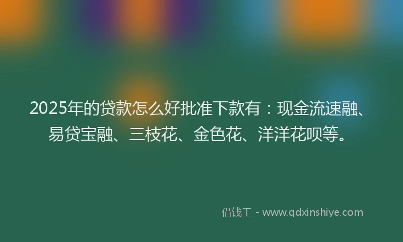 2025年的贷款怎么好批准下款有：现金流速融、易贷宝融、三枝花、金色花、洋洋花呗等。