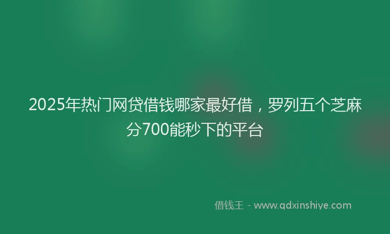 2025年热门网贷借钱哪家最好借，罗列五个芝麻分700能秒下的平台