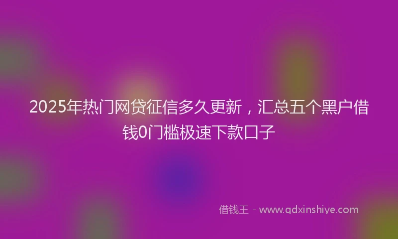 2025年热门网贷征信多久更新，汇总五个黑户借钱0门槛极速下款口子