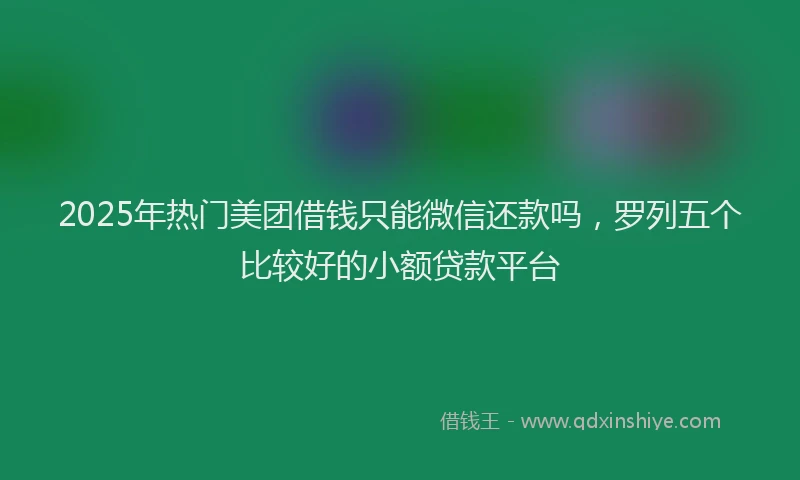 2025年热门美团借钱只能微信还款吗，罗列五个比较好的小额贷款平台