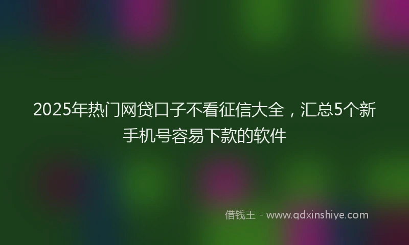 2025年热门网贷口子不看征信大全，汇总5个新手机号容易下款的软件