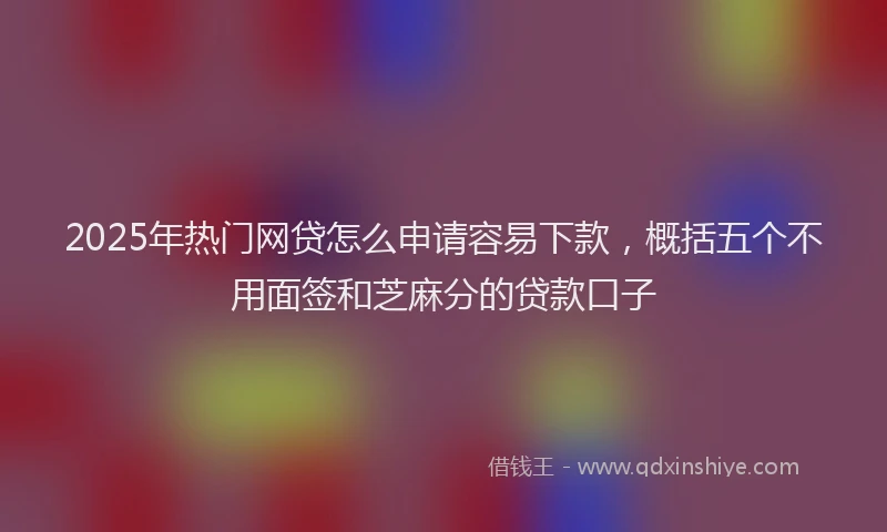 2025年热门网贷怎么申请容易下款，概括五个不用面签和芝麻分的贷款口子