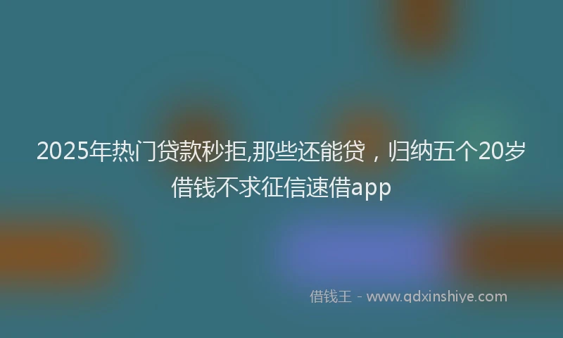 2025年热门贷款秒拒,那些还能贷，归纳五个20岁借钱不求征信速借app