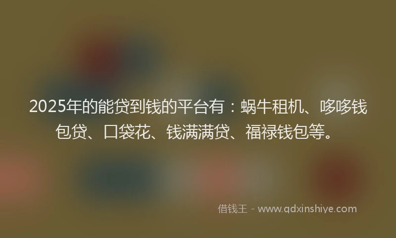 2025年的能贷到钱的平台有：蜗牛租机、哆哆钱包贷、口袋花、钱满满贷、福禄钱包等。
