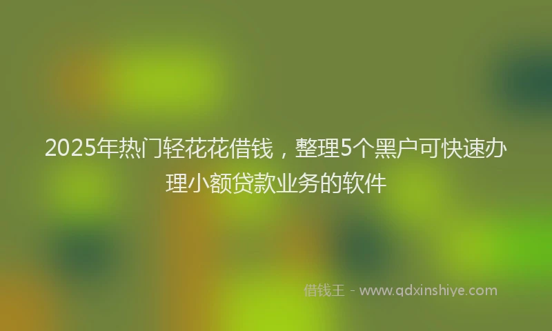2025年热门轻花花借钱，整理5个黑户可快速办理小额贷款业务的软件