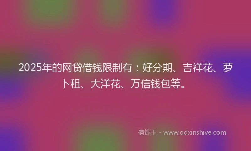 2025年的网贷借钱限制有：好分期、吉祥花、萝卜租、大洋花、万信钱包等。
