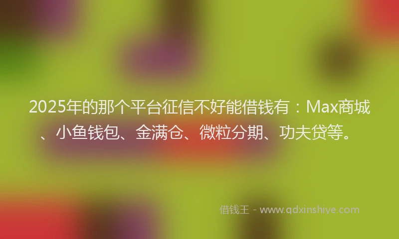 2025年的那个平台征信不好能借钱有：Max商城、小鱼钱包、金满仓、微粒分期、功夫贷等。