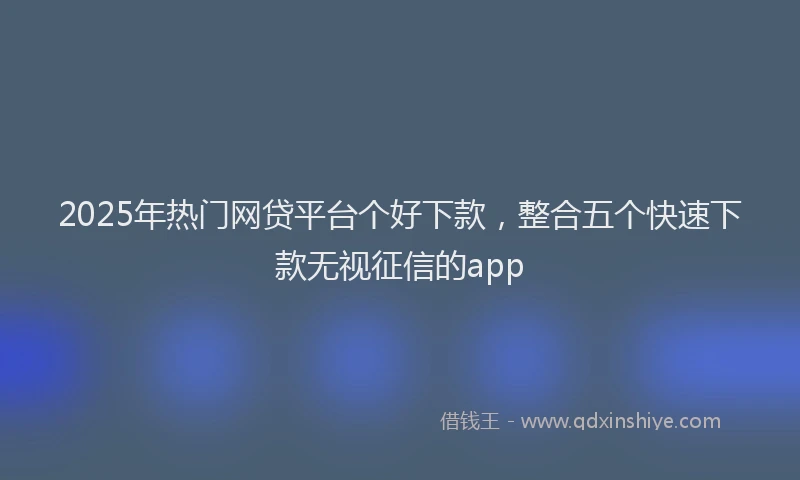2025年热门网贷平台个好下款，整合五个快速下款无视征信的app
