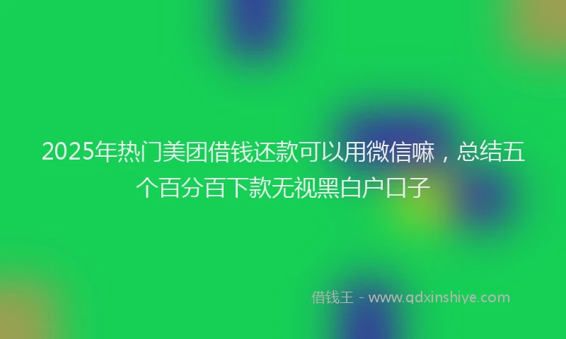 2025年热门美团借钱还款可以用微信嘛，总结五个百分百下款无视黑白户口子