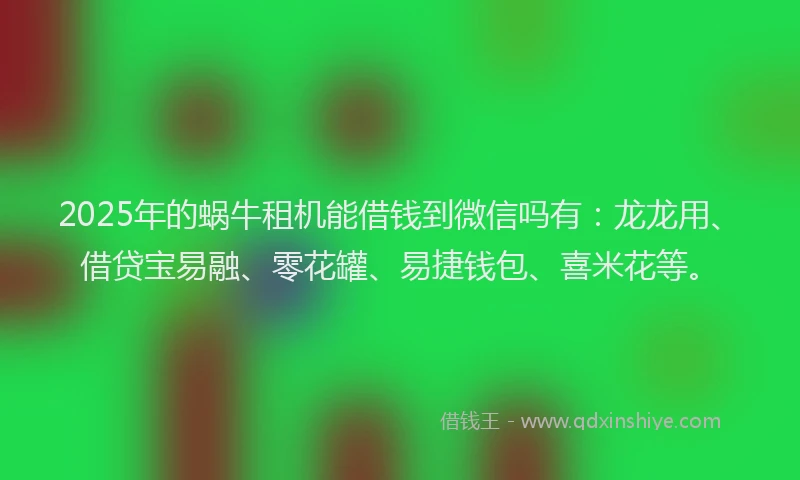2025年的蜗牛租机能借钱到微信吗有：龙龙用、借贷宝易融、零花罐、易捷钱包、喜米花等。