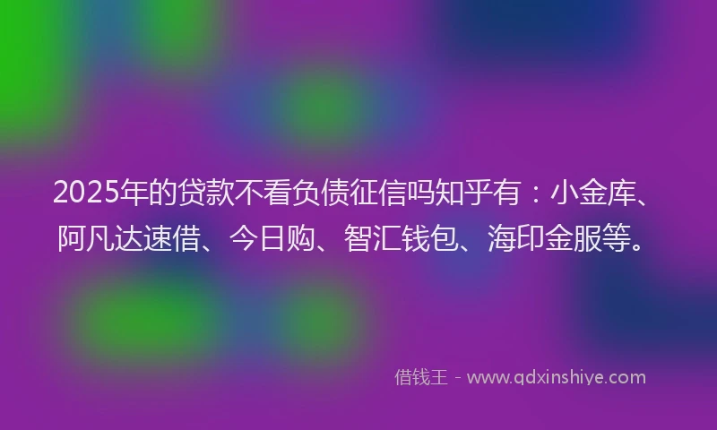 2025年的贷款不看负债征信吗知乎有：小金库、阿凡达速借、今日购、智汇钱包、海印金服等。