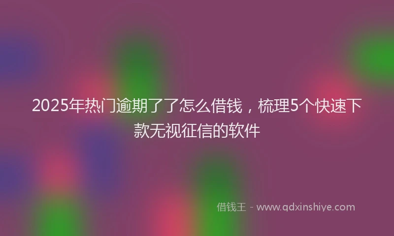 2025年热门逾期了了怎么借钱，梳理5个快速下款无视征信的软件