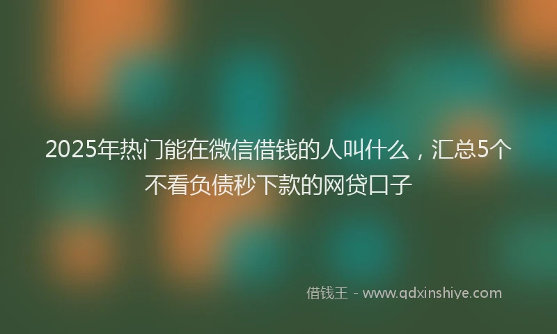 2025年热门能在微信借钱的人叫什么，汇总5个不看负债秒下款的网贷口子