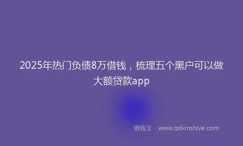 2025年热门负债8万借钱，梳理五个黑户可以做大额贷款app