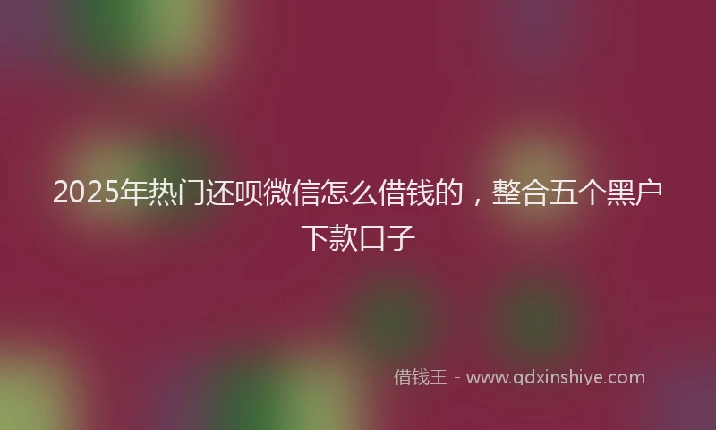 2025年热门还呗微信怎么借钱的，整合五个黑户下款口子