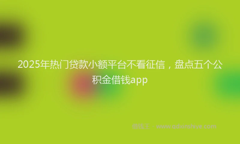2025年热门贷款小额平台不看征信，盘点五个公积金借钱app