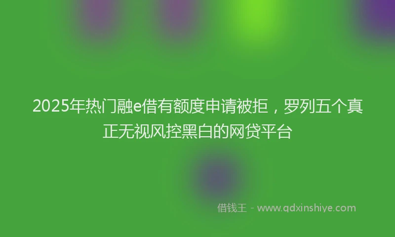 2025年热门融e借有额度申请被拒，罗列五个真正无视风控黑白的网贷平台