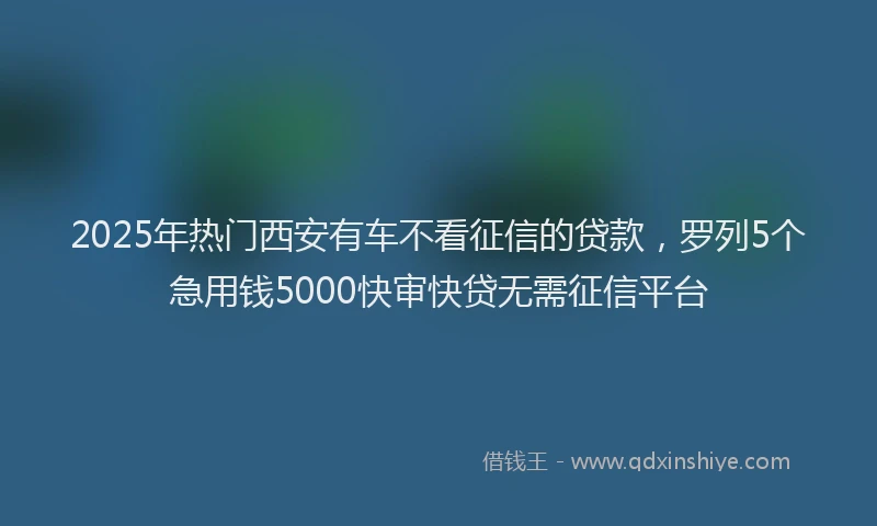 2025年热门西安有车不看征信的贷款，罗列5个急用钱5000快审快贷无需征信平台