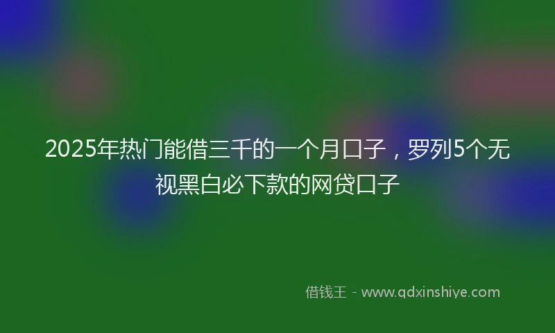 2025年热门能借三千的一个月口子，罗列5个无视黑白必下款的网贷口子