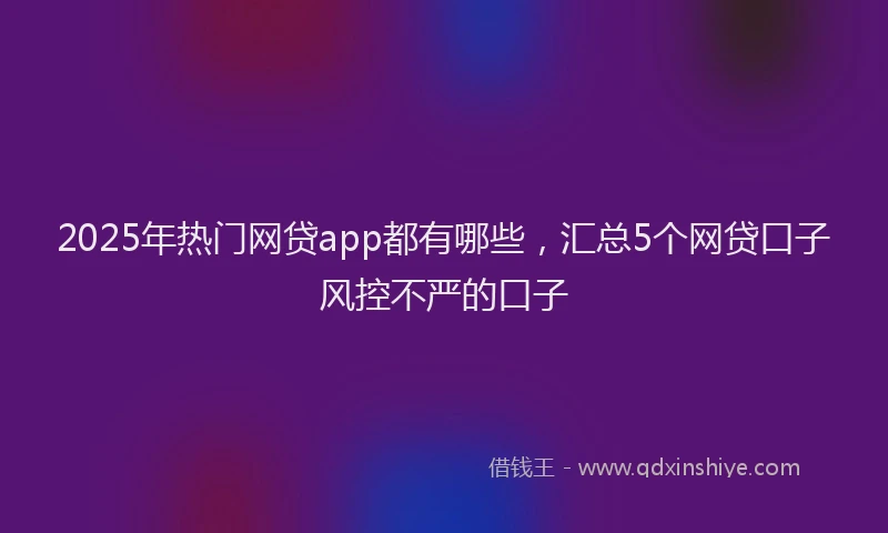 2025年热门网贷app都有哪些，汇总5个网贷口子风控不严的口子