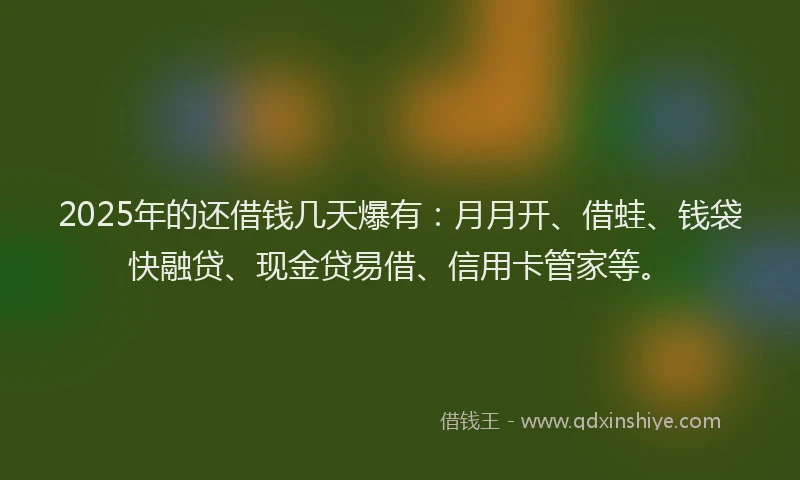 2025年的还借钱几天爆有：月月开、借蛙、钱袋快融贷、现金贷易借、信用卡管家等。