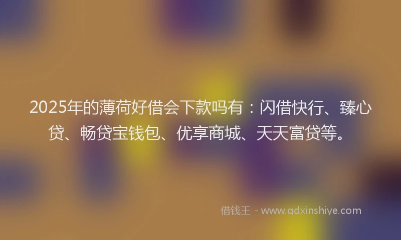 2025年的薄荷好借会下款吗有：闪借快行、臻心贷、畅贷宝钱包、优享商城、天天富贷等。