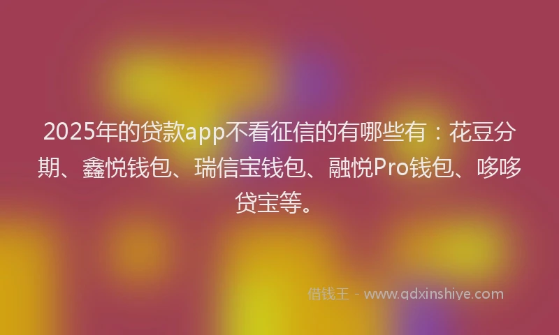 2025年的贷款app不看征信的有哪些有：花豆分期、鑫悦钱包、瑞信宝钱包、融悦Pro钱包、哆哆贷宝等。