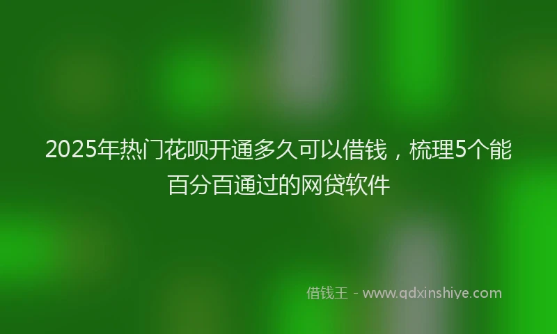 2025年热门花呗开通多久可以借钱，梳理5个能百分百通过的网贷软件