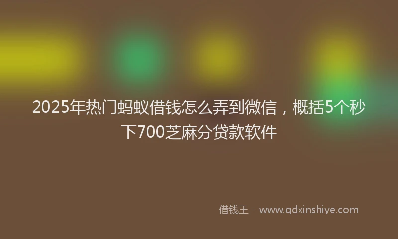2025年热门蚂蚁借钱怎么弄到微信，概括5个秒下700芝麻分贷款软件