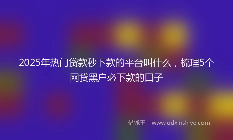 2025年热门贷款秒下款的平台叫什么，梳理5个网贷黑户必下款的口子
