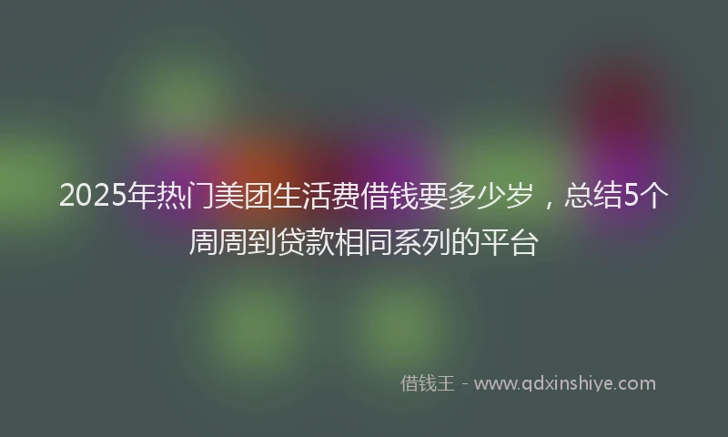 2025年热门美团生活费借钱要多少岁，总结5个周周到贷款相同系列的平台