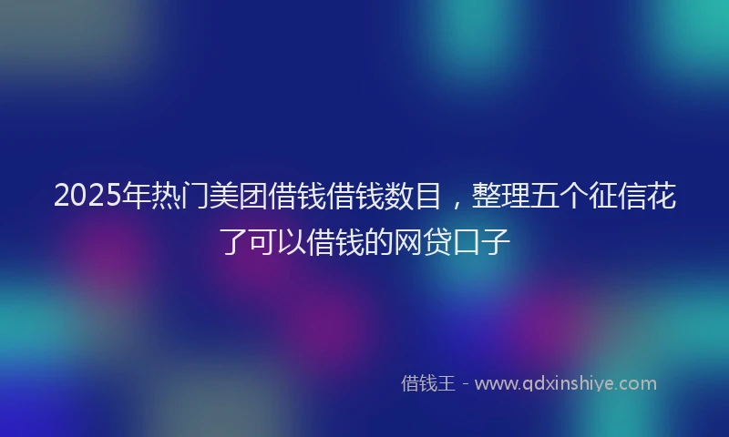 2025年热门美团借钱借钱数目，整理五个征信花了可以借钱的网贷口子