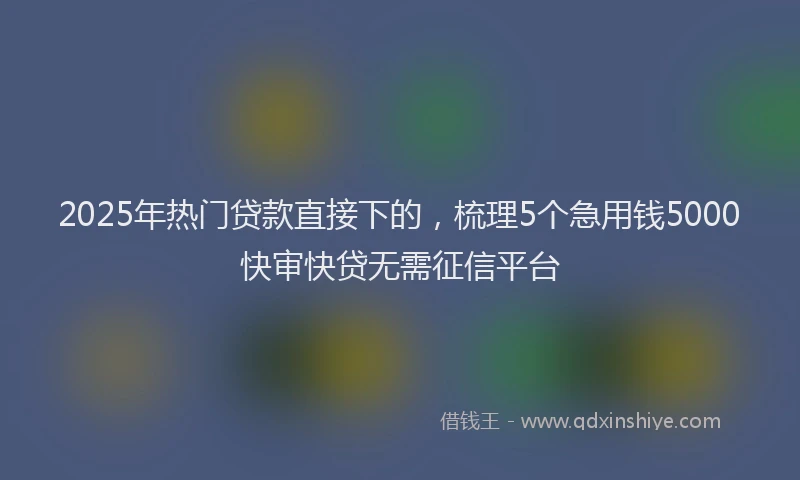 2025年热门贷款直接下的，梳理5个急用钱5000快审快贷无需征信平台