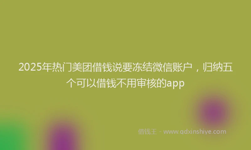 2025年热门美团借钱说要冻结微信账户，归纳五个可以借钱不用审核的app