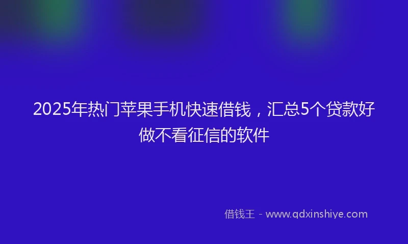 2025年热门苹果手机快速借钱，汇总5个贷款好做不看征信的软件
