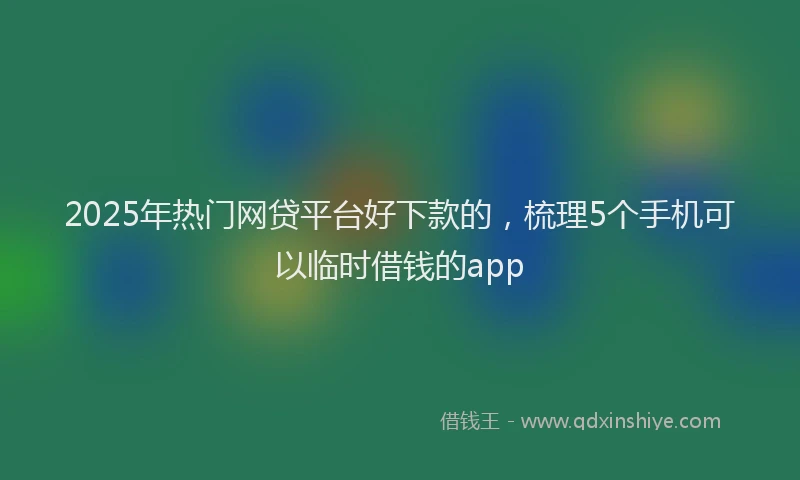 2025年热门网贷平台好下款的，梳理5个手机可以临时借钱的app