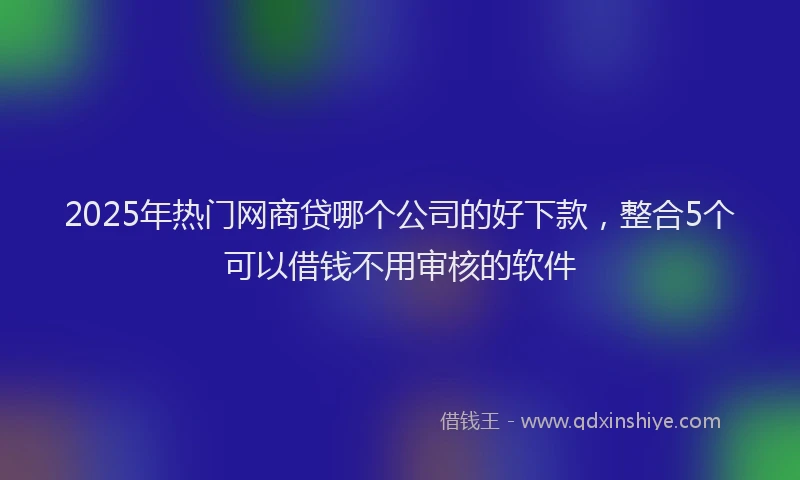 2025年热门网商贷哪个公司的好下款，整合5个可以借钱不用审核的软件