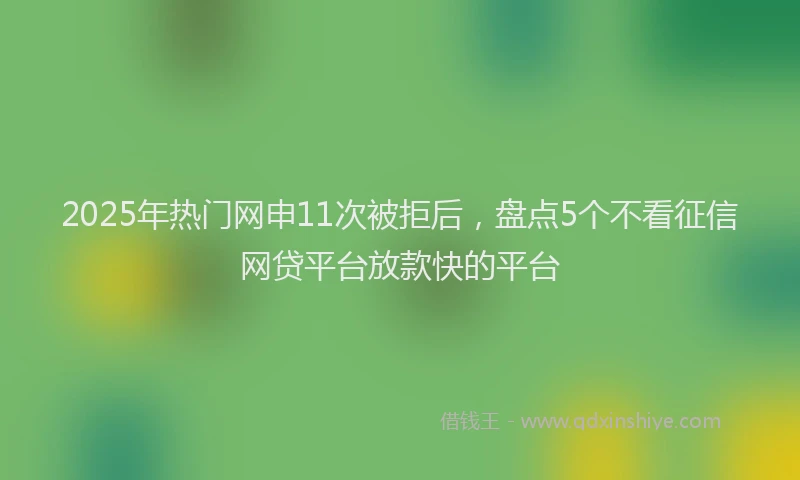 2025年热门网申11次被拒后，盘点5个不看征信网贷平台放款快的平台