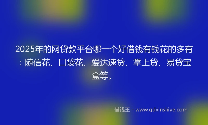 2025年的网贷款平台哪一个好借钱有钱花的多有：随信花、口袋花、爱达速贷、掌上贷、易贷宝盒等。