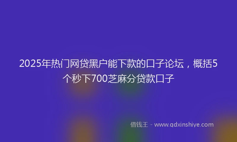 2025年热门网贷黑户能下款的口子论坛，概括5个秒下700芝麻分贷款口子