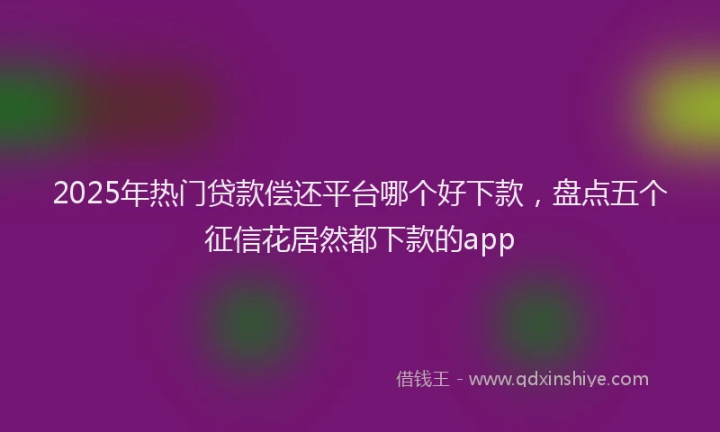 2025年热门贷款偿还平台哪个好下款，盘点五个征信花居然都下款的app
