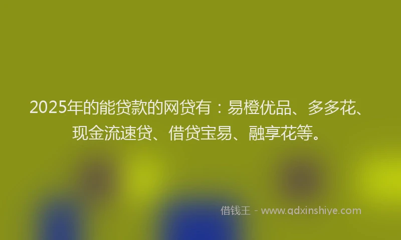 2025年的能贷款的网贷有：易橙优品、多多花、现金流速贷、借贷宝易、融享花等。