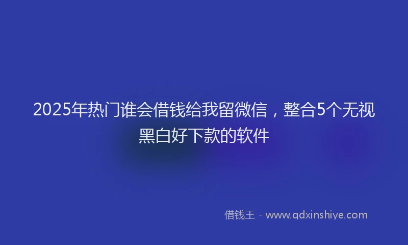 2025年热门谁会借钱给我留微信，整合5个无视黑白好下款的软件