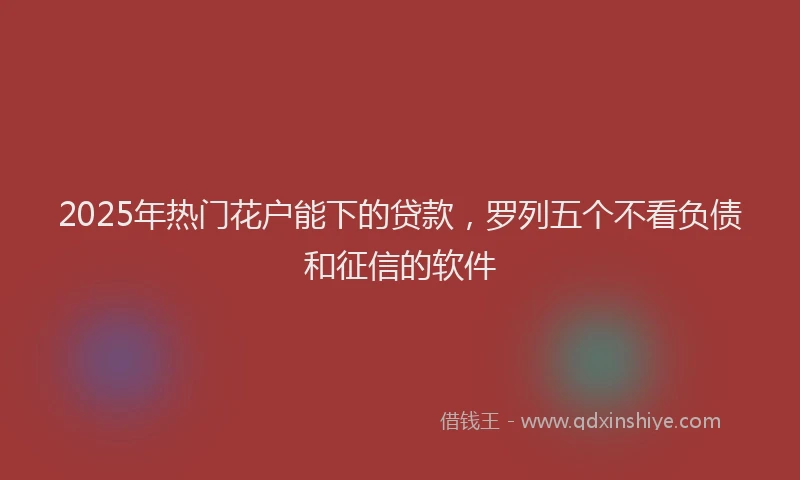 2025年热门花户能下的贷款，罗列五个不看负债和征信的软件