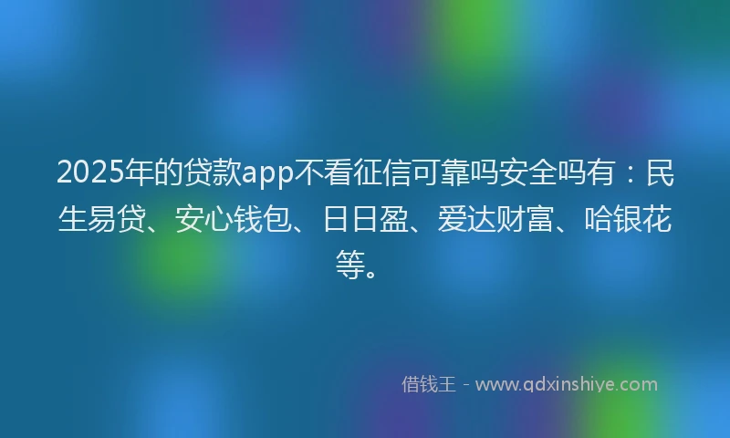 2025年的贷款app不看征信可靠吗安全吗有：民生易贷、安心钱包、日日盈、爱达财富、哈银花等。