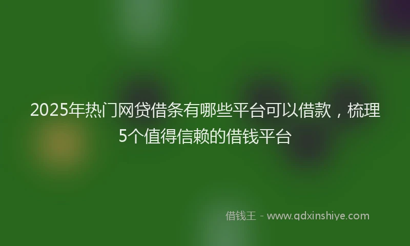 2025年热门网贷借条有哪些平台可以借款，梳理5个值得信赖的借钱平台