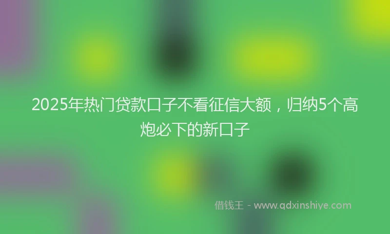 2025年热门贷款口子不看征信大额，归纳5个高炮必下的新口子