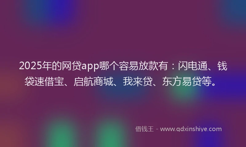 2025年的网贷app哪个容易放款有：闪电通、钱袋速借宝、启航商城、我来贷、东方易贷等。